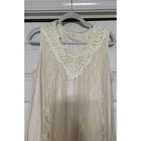 Easel Ivory / Cream Lace & Crochet Cottage Core Fairy Core Whimsical Dress L - Picture 5 of 11